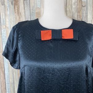 Marc Jacobs 6 Navy Dotted Bow Tie Blouse Top